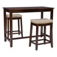 thumbnail image 1 of Linon Claridge Wood 3 Piece Counter Dining Set Beige Faux Leather Seats in Brown, 1 of 11