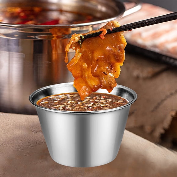 Stainless Steel Sauce Cup Ramekin for Dipping and Condiment Serving | Small Appetizer Bowl for Dressings and Sauces | Dishwasher Safe Kitchen Dining Table Use