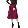 thumbnail image 1 of INSPIRE CHIC Jupe Midi Évasée Plissée en Velours à Taille Haute Élastique pour Femme, 1 of 5