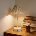 thumbnail image 4 of weibbin Lampe de Table Vintage en Rotin à DEL - Lampe de Chevet Tactile Rechargeable à Intensité Réglable 12,4 X 6,4 Po, Blanc, 4 of 8