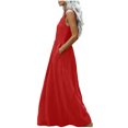 thumbnail image 4 of Kyusrd Robe Maxi pour Femmes Robe d'Été Débardeur Robe Sans Manches Robe Soleil Col en V Fluide Ligne A Longue avec Poche, 4 of 7