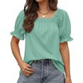thumbnail image 2 of Womens Short Sleeve Blouses Womens Casual Solid Color Square Neck Short Sleeve Tops Blouses Women Short Sleeve Tops Women Short Sleeve Blouse Short Sleeve Tops for Women, 2 of 8