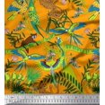 thumbnail image 1 of Soimoi Rayon Fabric Branches,Parrot & Leopard Jungle Printed Fabric 1 Yard 56 Inch Wide, 1 of 1
