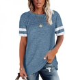 thumbnail image 3 of T-shirt Basique Tricoté d'Été Uni pour Femme, Coton Décontracté, Manches Courtes, Tee-Shirts, Hauts pour Femme, 3 of 5