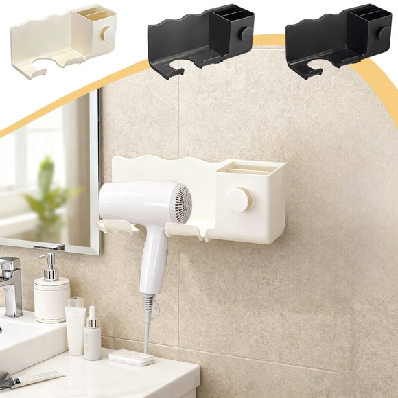 pstuiky Hair Tool Organizer Wall Mount No Drilling Bathroom Storage Basket 1Pc Abs Construction 9.05X3.74X3.34 Inch Hair Dryer Holder Home Bathroom Use