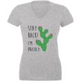 thumbnail image 1 of Stay Back I'm Prickly Pear Cactus Juniors V-Neck T Shirt, 1 of 1