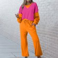 thumbnail image 2 of Posijego Survêtement pour Femmes 2 Pcs à Blocs de Couleur, Chandail à Col Rond, Chandails Molletonnés, Pantalons, Tenue de Détente, Ensemble de Sport, 2 of 7