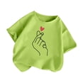 thumbnail image 3 of PMVFHDE Hauts Tube pour Filles T-Shirt à Manches Courtes pour Fille T-Shirt Fille T-Shirt Mignon pour Filles Hauts pour Fille Enfant T-Shirt Graphique Mignon à Col Rond à Manches Courtes T-Shirt d'Été Décontracté Vert Pâle, 3-4 Ans, 3 of 5