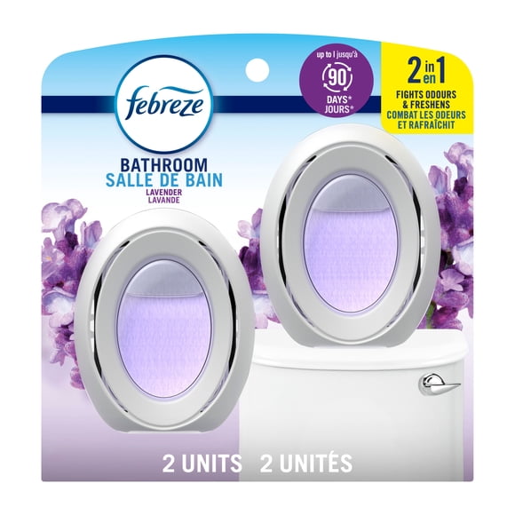 Febreze Assainisseur d'Air pour la Salle de Bain, Combat les Odeurs, Parfum Lavande 2 Unités