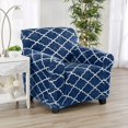 thumbnail image 4 of Modern Velvet Plush Strapless Slipcover. Form Fit Stretch, Stylish Furniture Shield/Protector. Magnolia Collection Strapless Slipcover by Brand. (Chair, Navy), 4 of 6