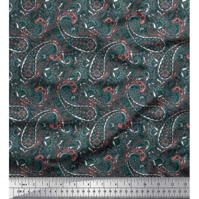 Soimoi Velvet Fabric Floral & Paisley Decor Fabric Printed Yard 58 Inch Wide
