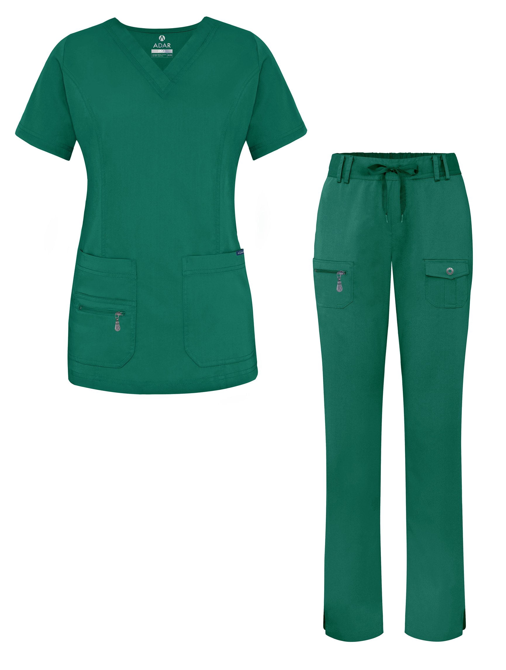 Adar Uniforms Women's Scrub Set - Enhanced V-Neck Top/Multi Pocket Pants