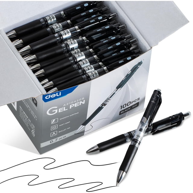 Ppen Point Deli Gel Pens, 100 Pcs Retractable Pens Black Ink, Medium Point Pen 0 ...