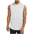 thumbnail image 3 of Yuyuzo Sleeveless Shirts for Men Hooded Workout Tank Top Solid Color Loose Fitted Running Gym Tees, 3 of 6