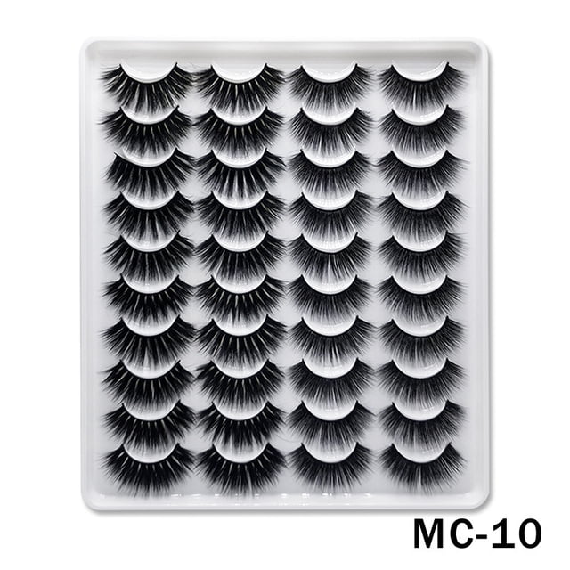 False Eyelashes Faux Mink Lashes 20 Pairs Long Dramatic Fluffy Volume Natural Fake Eyelashes Value Pack MC-10