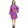 thumbnail image 4 of Bimba Cotton Poplin Floral Print Bridesmaid Sleepwear Kimono Robe With Belt - 4, 4 of 5