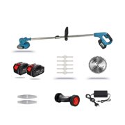 1800W Cordless Handheld Electric Lawn Mower Grass Trimmer Adjustable Garden Pruning Cutting With 2 Lithium Battery 8 Accessories ,Easy to Use