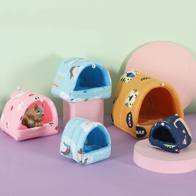 Cute Winter Rabbit Squirrel Mini Cage Guinea Pig Soft Breathable Nest Small Animal Sleeping Warm Bed Hamster House Warm Mat