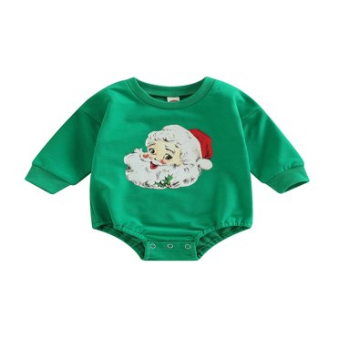 Barboteuse de Noël pour Bébé à Manches Longues avec Imprimé de Père Noël pour Garçons et Filles