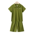 thumbnail image 1 of Cethrio Ensembles d'Été Courts pour Garçons, Ensembles de Tenue de Course Athlétique à Manches Courtes Vert Taille 11-12 T, 1 of 3