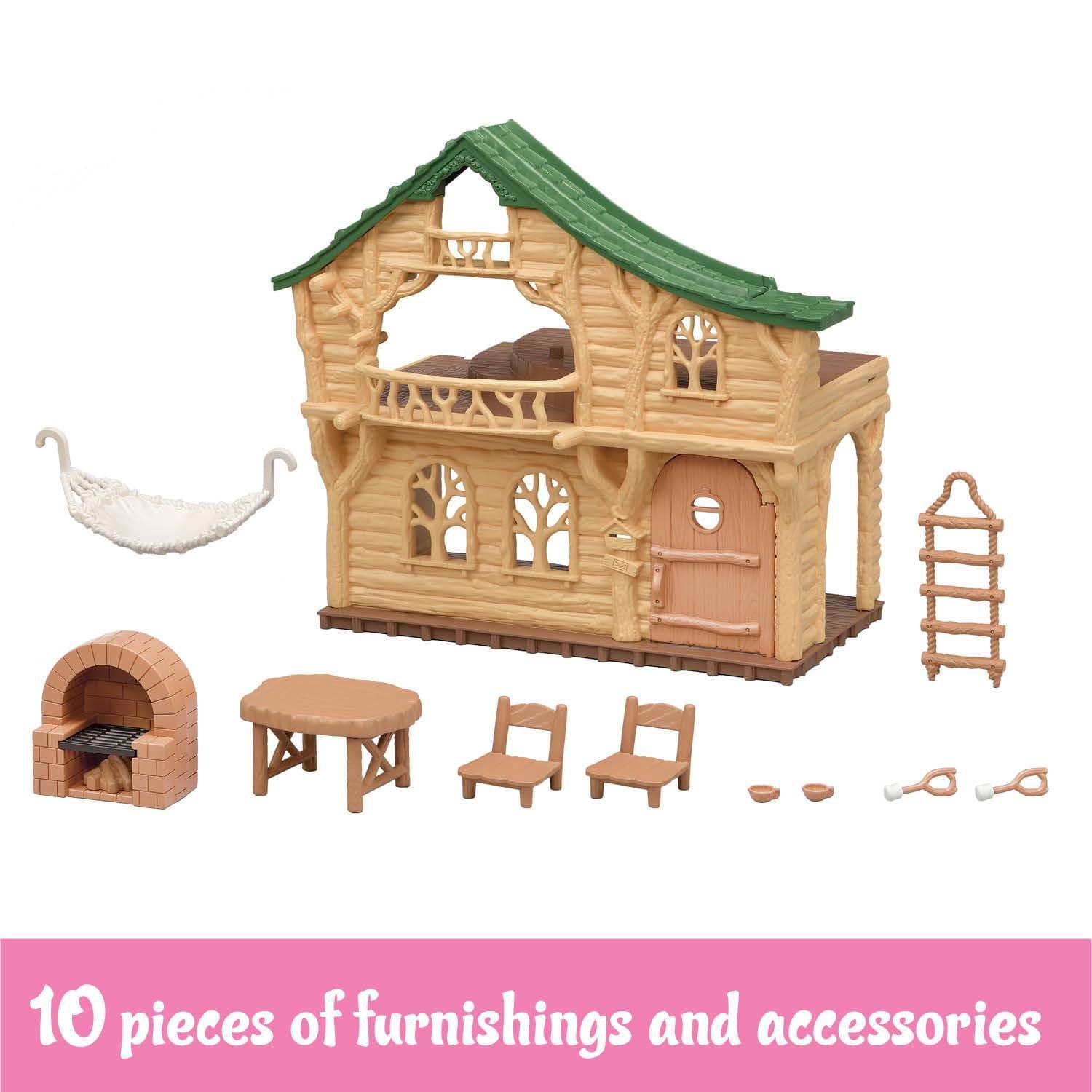 Coffret-cadeau - Auberge au bord du lac de Calico Critters, ensemble de jeu pour maison de poupée avec meubles et figurine
