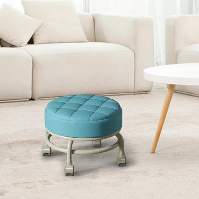 Siège à Roulettes Bas, Faible Bruit, Facile à Déplacer, Tabouret Mini Mobile pour Garage et Bibliothèque, Bleu