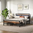 thumbnail image 1 of Costway Queen Industrial Metal Platform Bed Frame Rustic Headboard Mattress Foundation, 1 of 10