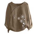 thumbnail image 4 of CHUANK Hauts pour Femmes en Liquidation à Moins de 10$ Hauts pour Femmes Décontractés Printemps Été Manches Longues Coton Lin Imprimé Graphique Pissenlit Col Rond Blouses Vintage Grande Taille, 4 of 4
