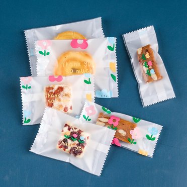 YAOMOBB Baking Packaging Bags Floral Cookie Biscuit Packaging Semi Transparent Floral Print 100Pcs 200Pcs