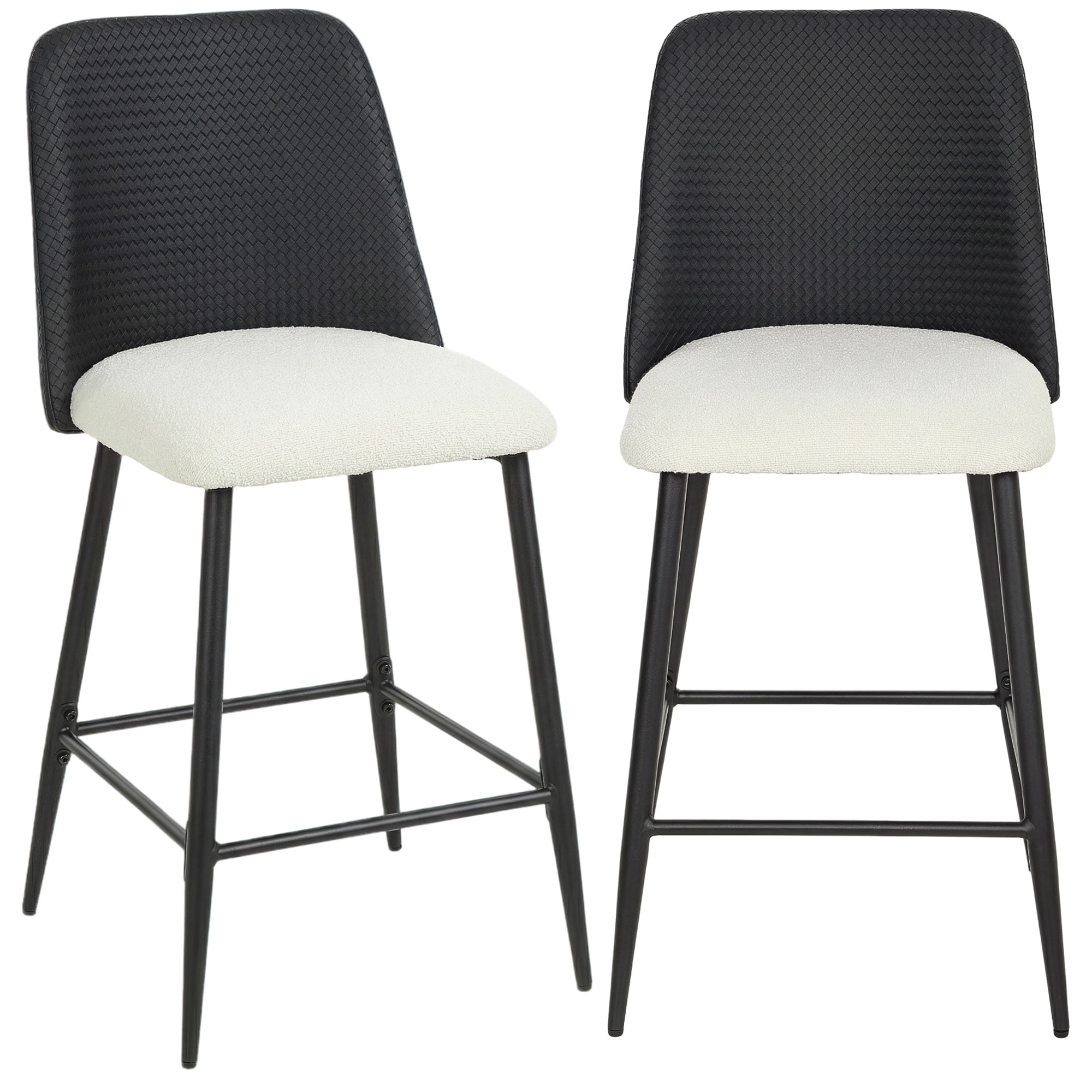 HOMCOM Bar Stools Set of 2, 26" Counter Height Bar Stools with PU Backrest
