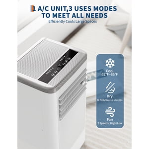 10000 BTU portatif Air Conditionneur avec roues, Portable AC Unité avec télécommande, intérieur Air Conditionneur pour chambre 560 SQFT, Modes de refroidissement/Fan/Dry, Faible bruit pour les appartements, Bureau, Chambre, Salon