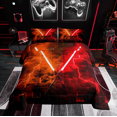 thumbnail image 1 of Erosebridal Teens Lightsaber Bedding Queen Comforter Set, Square Geometry Down Comforter, Orange Red, Super Cozy 3 Pieces, 1 of 8