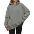 thumbnail image 1 of Timegard Oversized Hoodies for Women Long Sleeve Sweatshirts Solid Color Fall Fashion Pullover Tops, 1 of 6