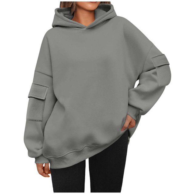 Timegard Oversized Hoodies for Women Long Sleeve Sweatshirts Solid Color Fall Fashion Pullover Tops
