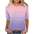 thumbnail image 1 of Pisexur Hauts de Printemps pour Femmes 2025, Hauts pour Femmes, T-shirt à Col Rond Plissé à Manches 3/4 pour Femmes, Coupe Ample, Manches Raccourcies, Rose, G, 1 of 8
