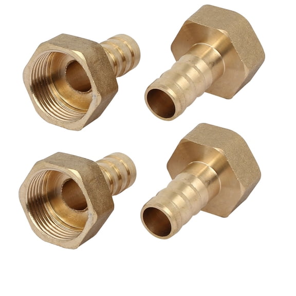 Unique Bargains G3/4 Female Thread 14mm Dia Brass Barb Type Hose Tubing Fittings Connectors 4pcs