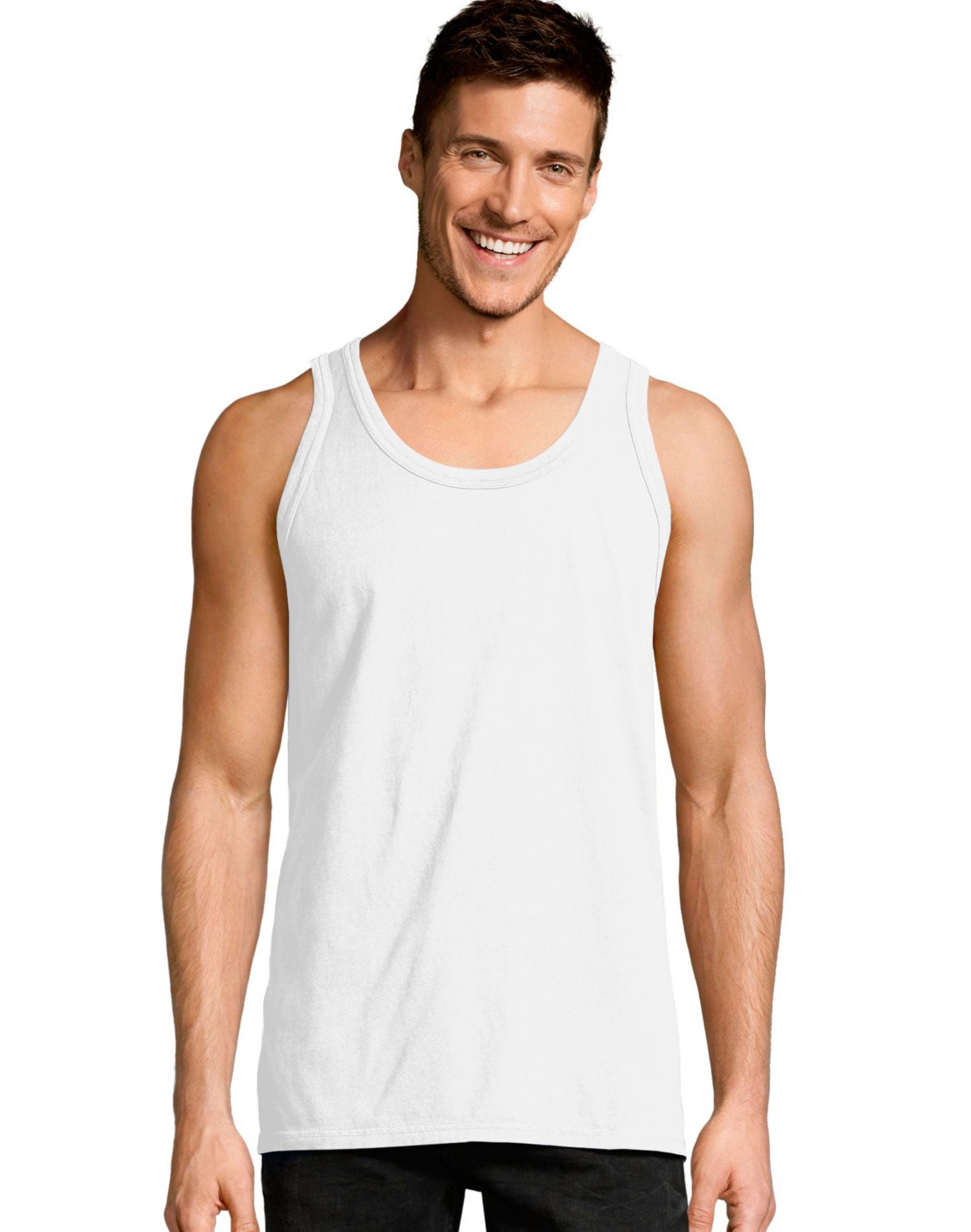 Hanes Homme ComfortWash Débardeur Sans Manches Teint en Pièce, L, Blanc