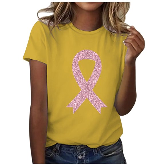 Wijhcboe 2025 T-Shirt à Col Roulé à Manches Longues Décontracté de Mode pour Femmes D Mode Femmes Ruban Imprimé Promotionnel International Basiques pour Femmes Mois Manches Courtes O Ensemble T-Shirt pour Femmes Col T-Shirt Haut Tortue Ne