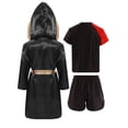 thumbnail image 2 of iiniim Kids Boys Boxing Uniform Long Satin Hooded Cloak Boxing Robe with Training Tarcksuit Set Black&Red 8, 2 of 5