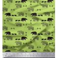 thumbnail image 1 of Soimoi Green Modal Satin Fabric Bear & Text Print Fabric by the Yard 42 Inch Wide, 1 of 5