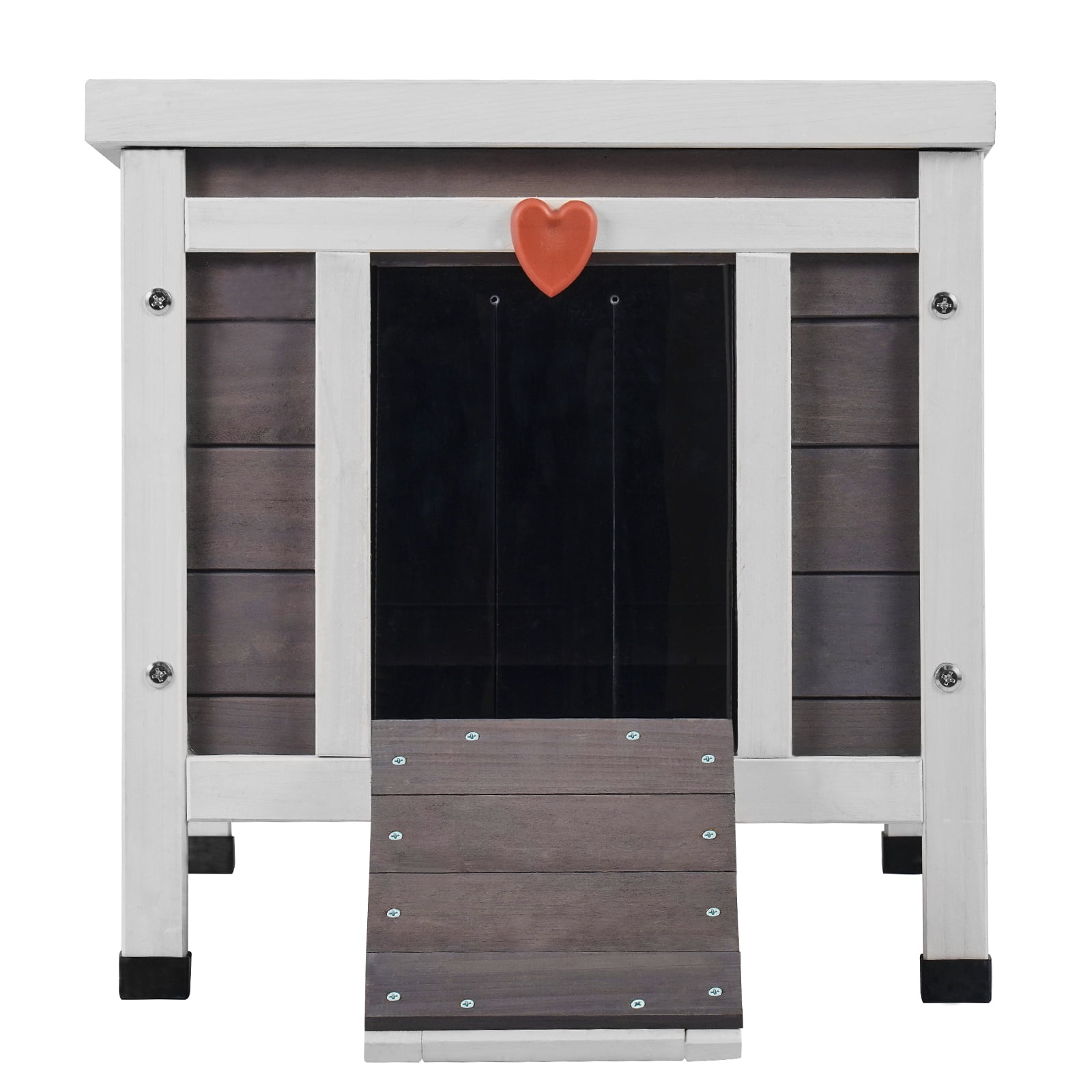 KFFKFF Maison Extérieure pour Chat Abri pour Chat Sauvage en Bois avec Toit et Volets de Porte en PVC