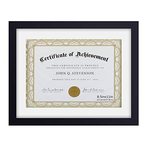 Cadre pour Documents Cadres pour Certificats en Bois Massif Verre Haute Définition et Affichage de Diplômes 8.5x11 avec Passe-Partout Ou 11x14 Pouces Sans Passe-Partout Cadre Photo Noir