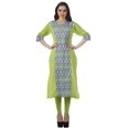 thumbnail image 2 of Moomaya Tunique Droite à Col en V pour Femmes, Manches Roulées, Kurta en Coton Imprimé, 2 of 6