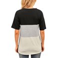 thumbnail image 3 of Femmes T-shirt Couleur Bloc T-shirt Court Femmes Couleur Manches Top Col Rond Blouse, Noir Coloré, L, 3 of 7