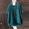 thumbnail image 2 of Hot Sale!!Women's Summer Short Sleeve Solid Casual Loose Linen Top, 2 of 3