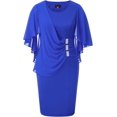 thumbnail image 1 of Hanna Nikole Robe à Manches Cape en Mousseline pour Femme, Grande Taille, Flatteuse, à Volants, avec Strass, Robe Crayon, 1 of 7