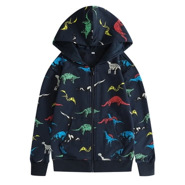 AJIWYH Chandail à Capuchon pour Tout-Petits, Chandails à Capuchon pour Garçons Ados, Chandail à Capuchon Léger à Fermeture Éclair pour Tout-Petits, Chandail à Manches Longues Dinosaure pour Enfants, 3 à 12 Ans, Bleu, 10-12 Ans