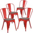 thumbnail image 1 of 4 Pk. Red Metal Stackable Chair with Wood Seat, 1 of 9
