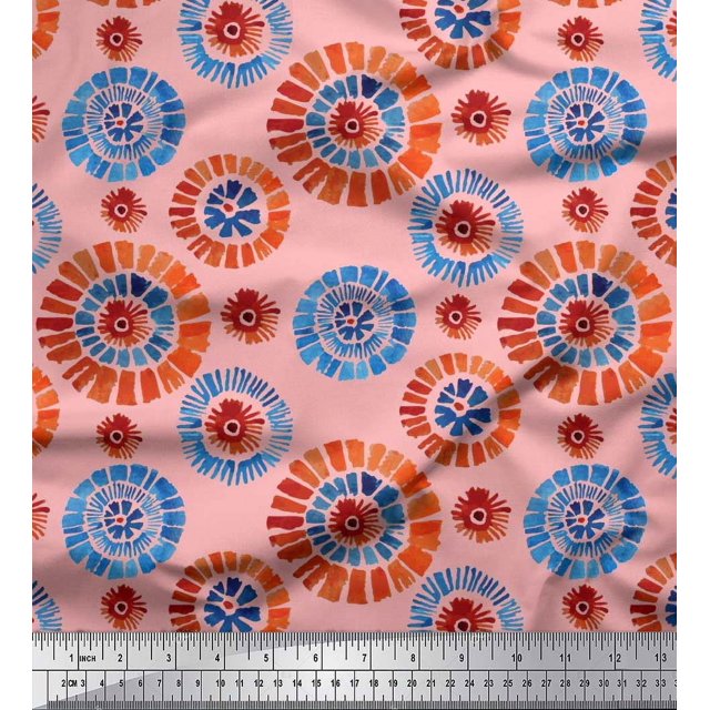 Soimoi Poly Georgette Fabric Brush Stroke Abstract Print Fabric by the Yard 42 Inch Wide