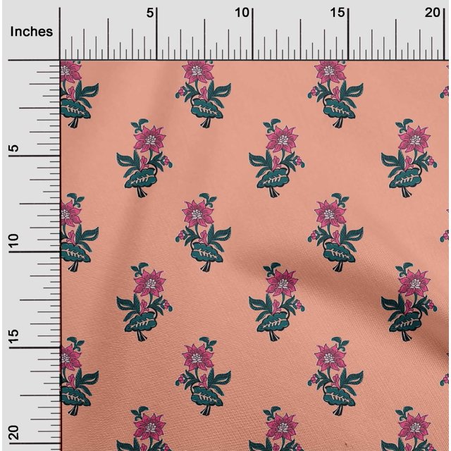 oneOone Cotton Poplin Fabric Leaves & Floral Block Print Fabric By Yard 42 Inch Wide